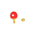 Lindo pin de esmalte de paleta de tenis de mesa roja con bola blanca y bordes de oro - Raqueta de Ping Pong