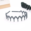 Matte grey-blue wavy headband with anti-slip sawtooth design for daily hair styling - Wave Wide Tooth / Blue Grey