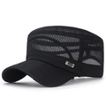 Casquette militaire d'été noire en maille respirante avec logo métallique pour hommes - Réglable / Noir