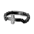 Men's vintage titanium steel cross bracelet in black finish with royal link chain design - Black (KB122385-KFC)