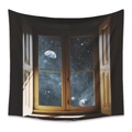 Bohemian tapestry featuring a window view of the starry universe and earth pattern - LT273-1-Window Earth Space