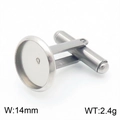 Support de bouton de manchette en acier argenté avec plateau de 14mm et poids de 2,4g - 14mm (KLJ8732-Z)