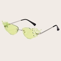Lunettes de soleil sans monture en forme de flamme avec verres vert fluo et branches argent - Monture Argent Verres Verts