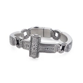 Vintage Punk Silber Edelstahl Kreuzarmband für Herren mit geprägten religiösen Texturen - Retro-Kreuz-Stil (KB125368-BDJX)