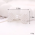 Dettaglio accessorio fiocco di perle con misure 3,5cm x 1,8cm su sfondo bianco - D2479-35mm*18mm Fiocco a Doppio Cuore / Argento