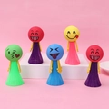 Set of five colorful spring expression dolls in green, purple, blue, yellow, and red colors - 6cm Bouncing Sprite Toy