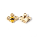 Detailed front and back view of gold bee pendant with yellow enamel and sparkling crystals - Yellow Bee (Gold Base)