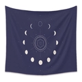 Navy blue moon phase tapestry with white geometric star pattern for wall decor - LT086-3