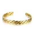 Gedrehtes Seil-Design offener Armreif aus goldfarbenem Edelstahl für Damen - Roségoldener Gedrehter Stil (KB136239-KFC)