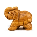 Polished natural tiger eye elephant figurine with unique dark stripes and textures - Picture Jasper