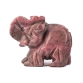 Pink and green spotted quartz elephant crystal carving ornament on white background - Rhodochrosite / 1.5 Inches