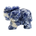 Polished elephant figurine carved from natural blue and white sodalite stone - Blue Spot Stone