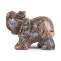 Natural brown and blue veined stone elephant figurine carved crystal animal ornament - Blue Flash Stone / 1.5 Inches