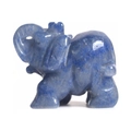 Handcrafted blue crystal elephant figurine with natural mineral stone patterns - 1.5 Inch / Blue Aventurine
