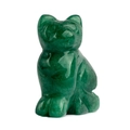Polierte grüne Katzenfigur aus Jade-Edelstein mit glatter Oberfläche - 1,5 Zoll / Grüner Aventurin