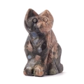 Spotted natural stone cat figurine in black and blue marbled texture with smooth finish - 1.5 Inch / Blue Flash Stone