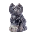 Minimalist cat shaped gray gemstone carving figurine made of natural agate stone - 1.5 Inch / Blue Sodalite
