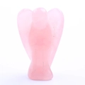 2-inch natural rose quartz angel figurine sculpture with wings on white background - Rose Quartz
