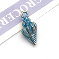Cartoon blue seashell alloy charm for DIY necklace and bracelet jewelry making - Blue Conch