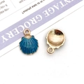 DIY shell pendant in blue and gold enamel finish for jewelry making accessories - Blue Shell