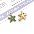 DIY starfish pendant accessory with green enamel finish and gold plating for jewelry making - Green Starfish