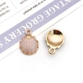 Golden seashell alloy pendants showing front texture and smooth metal back details - White Shell 13x18
