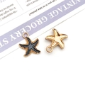 DIY starfish pendant with black enamel finish on golden metal for jewelry making - Black Starfish