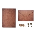 Vintage kraft paper letter set with A5 stationery, brown envelope, hemp rope, and metal keys - Key