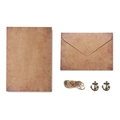 Vintage nautical stationary set with A5 kraft paper, map patterns, twine, and metal anchors - Anchor