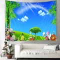 Arazzo da parete con natura arcobaleno e giardino verde per decorare casa - 150x130 / Farfalla Cielo Blu