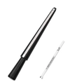 Close-up of black ring sizer mandrel and white finger gauge tool with sharp UK US scales - Mandrel + Belt Set (UK) / Black