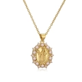 Gold-plated religious Virgin Mary pendant necklace with pearls on white background - 2082YH Saint Icon Pearl
