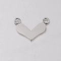 Conector de corazón en acero inoxidable pulido con dos orificios para creación de joyas - 10*15mm / Color Acero