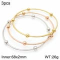 Set de 3 brazaletes de acero inoxidable minimalistas en oro, plata y oro rosa - Diámetro Interior 68*2mm (Juego de 3)