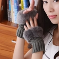 Winter grey knit fingerless gloves with soft faux fur trim for warmth and flexibility - Dark Gray