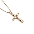 Elegant gold cross pendant necklace for women with white zircon stones on box chain - Exquisite Box Chain Full Rhinestone Cross (00654-YH Cross)