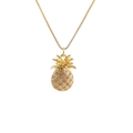 Vintage gold-plated pineapple pendant necklace with sparkling pink rhinestones for women - Pink Zirconia Style (0405菠萝YS)