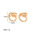 Detailed view of gold spiral earrings with size measurements 2.5cm by 2.2cm and 9g weight - Geometric Spiral Style (AJ289-J)