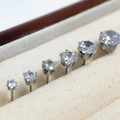 Set of six round cubic zirconia stud earrings in varying sizes from 3mm to 8mm - 3mm Pair / Silver