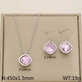 Parure de bijoux en titane doré 18 carats avec collier et boucles en cristal rose - Rose (KS110283-GC)