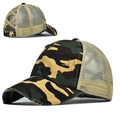 Casquette camouflage pour queue de cheval avec maille beige et design à brides croisées - Camouflage