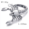 Pulsera de escorpión vintage para hombre en acero inoxidable con acabado plateado antiguo - Color Acero