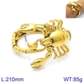 Pulsera de escorpión dorado para hombre en acero inoxidable, ancho 50 mm y longitud 210 mm - Dorado