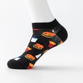 Cotton low cut socks with colorful hamburger and fries pattern on a black base - EU 41-46 / Black Milk Burger