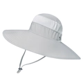 Light gray wide brim outdoor sun hat with white breathable mesh and adjustable wind cord - Light Gray