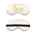 Pink silk bridal sleep mask with golden Bride lettering and black adjustable strap - Gold Foil Crown Bride / Light Pink