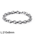 Silver stainless steel O-link chain bracelet for men with 210x8mm sizing details - 210x8mm Silver Style (KB113959-Z)