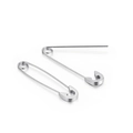 Polished stainless steel safety pin earrings in a minimalist silver drop style for unisex - Steel Color (KE94342)