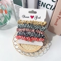 Five-piece plaid fabric scrunchie set in assorted colors on display card for women - Large Plaid 5Pcs Set