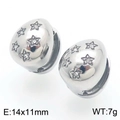 Pendientes de estrella plateados con cristales pavé, tamaño 14x11mm y peso 7g - Aro en Forma de Huevo con Pentagrama y Circonita / Color Acero